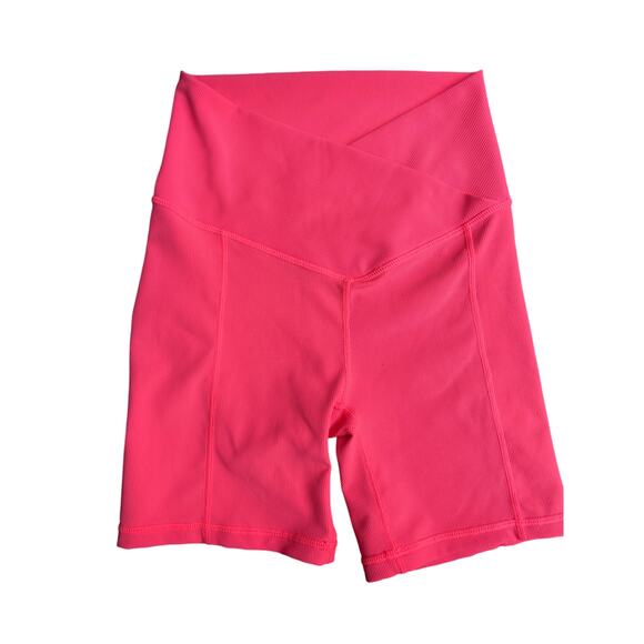 Wilo The Label | Crossover Ribbed Shorts - Size XS, Coral Pink - Picture 10 of 10